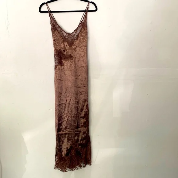 By Anthropologie Satin Lace Midi Pajama Dress - Picture 4 of 8